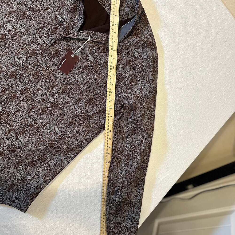 Consequence Men's Tan/Brown Paisley Long Sleeve Button Up Dress Shirt L - Picture 11 of 16